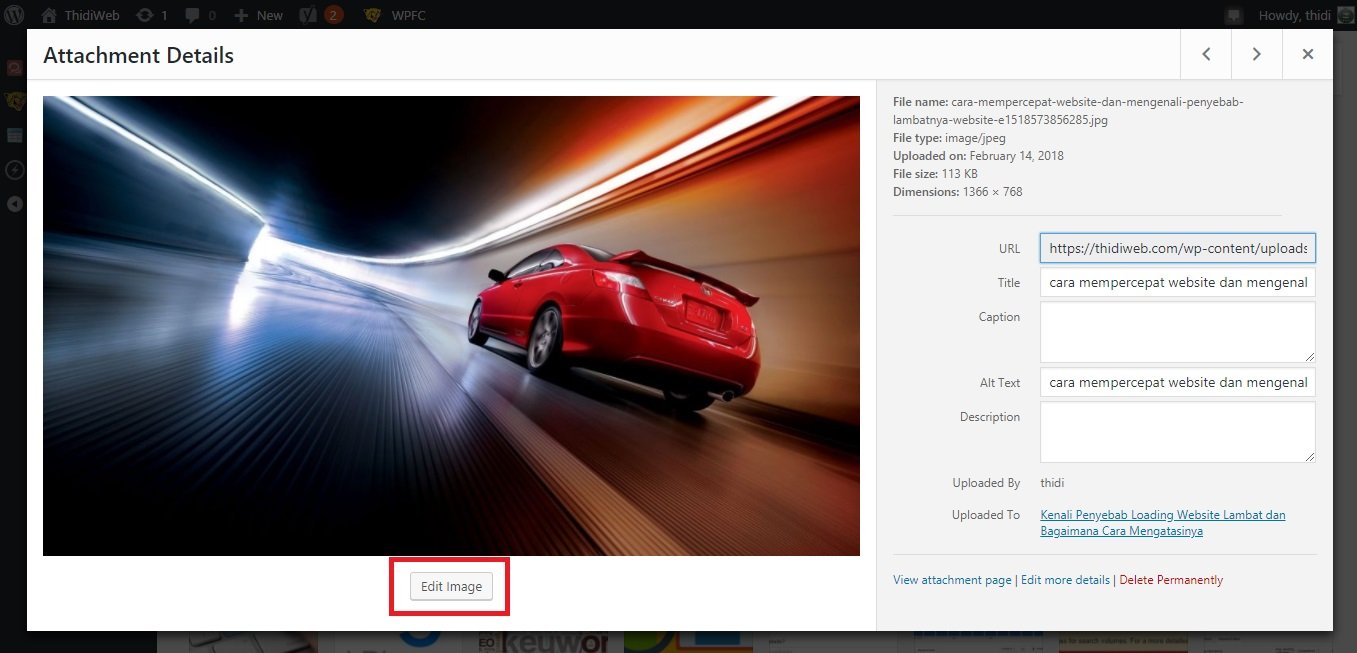 melakukan penyesuaian ukuran gambar pada wordpress