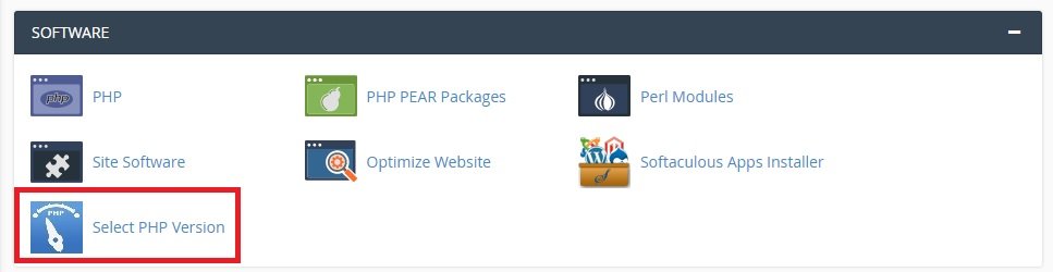 memilih versi php pada cpanel